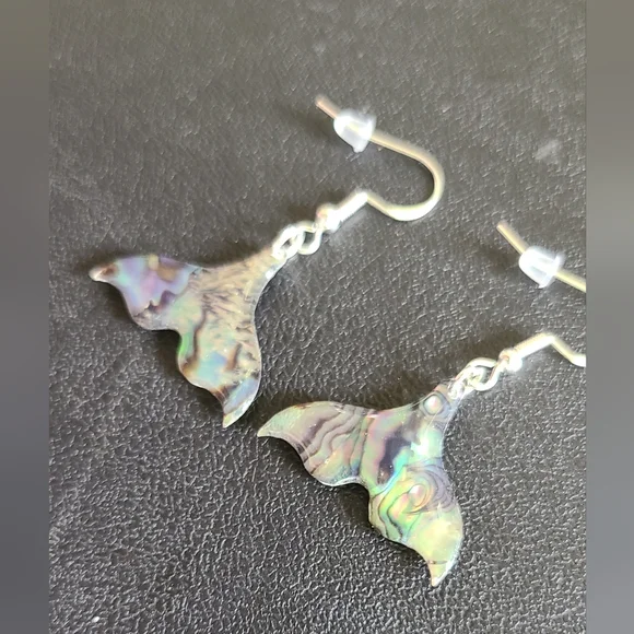 Handcrafted Mermaid Tail Resin And Abalone Earrings - Picture 5 of 5